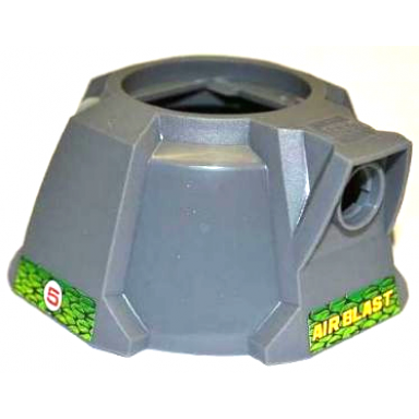 dark bluish gray air blast launcher base racers with red number 5 in white circle on both sides and yellow air blast pattern stickers - set 8231