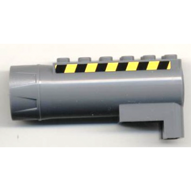 dark bluish gray air blast launcher receiver racers with black and yellow danger stripes pattern on both sides stickers - set 7968