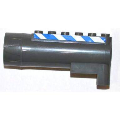 dark bluish gray air blast launcher receiver racers with blue and white danger stripes pattern on both sides stickers - set 7970