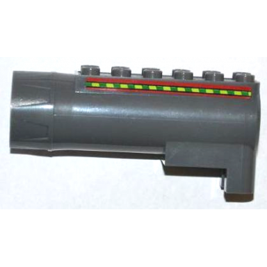 dark bluish gray air blast launcher receiver racers with red lines and green and lime stripes pattern on both sides stickers - set 7967