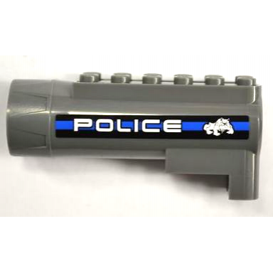 dark bluish gray air blast launcher receiver racers with black and blue stripes police and bulldog pattern on both sides stickers - set 8221
