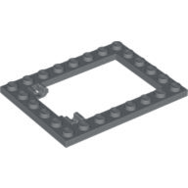 dark bluish gray plate modified 6 x 8 trap door frame horizontal long pin holders