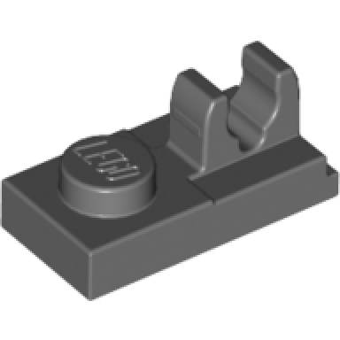 dark bluish gray plate modified 1 x 2 with clip with center cut on top