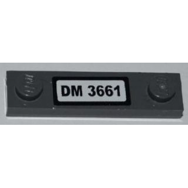dark bluish gray plate modified 1 x 4 with 2 studs without groove with dm 3661 pattern sticker - set 3661