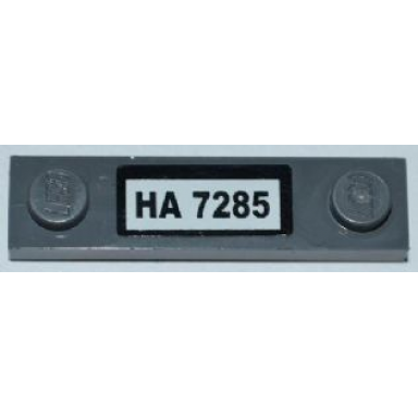 dark bluish gray plate modified 1 x 4 with 2 studs without groove with ha 7285 pattern sticker - set 7285