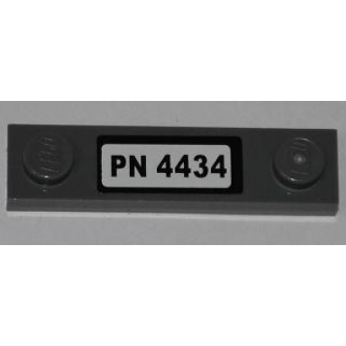 dark bluish gray plate modified 1 x 4 with 2 studs without groove with pn 4434 pattern sticker - set 4434