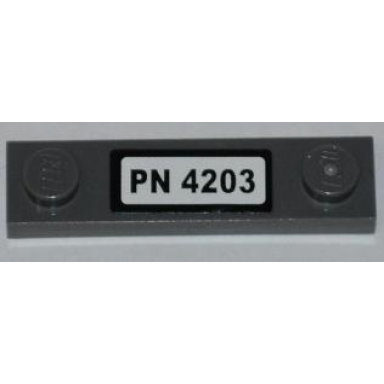 dark bluish gray plate modified 1 x 4 with 2 studs without groove with pn 4203 pattern sticker - set 4203