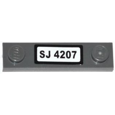 dark bluish gray plate modified 1 x 4 with 2 studs without groove with sj 4207 pattern sticker - set 4207