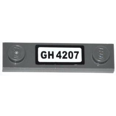 dark bluish gray plate modified 1 x 4 with 2 studs without groove with gh 4207 pattern sticker - set 4207