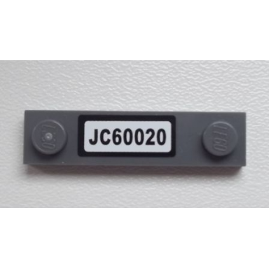 dark bluish gray plate modified 1 x 4 with 2 studs without groove with jc60020 pattern sticker - set 60020