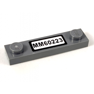 dark bluish gray plate modified 1 x 4 with 2 studs without groove with mm60223 pattern sticker - set 60223