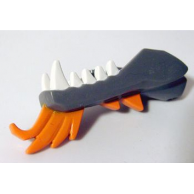 dark bluish gray dragon head ninjago jaw lower with white teeth and orange spines pattern