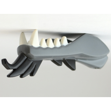 dark bluish gray dragon head ninjago jaw lower with white teeth and black spines pattern