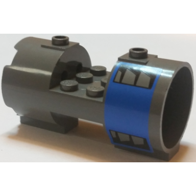 dark bluish gray cylinder 3 x 6 x 2 2 3 horizontal - square connections with vents on blue background pattern on both sides stickers - set 7962