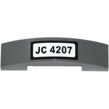 dark bluish gray slope curved 4 x 1 x 2 3 double with jc 4207 pattern sticker - set 4207