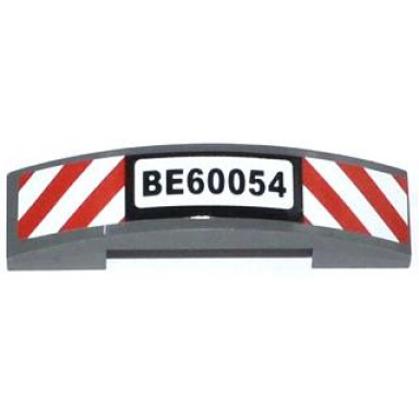 dark bluish gray slope curved 4 x 1 x 2 3 double with be60054 and red and white danger stripes pattern sticker - set 60054