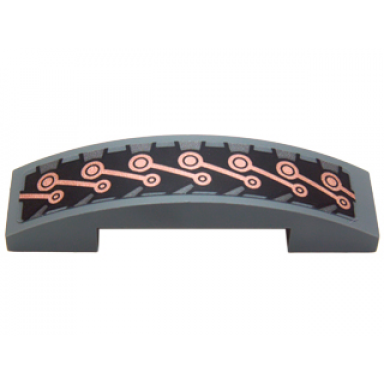 dark bluish gray slope curved 4 x 1 x 2 3 double with copper mechanical links pattern sticker - set 70226