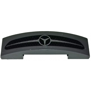 dark bluish gray slope curved 4 x 1 x 2 3 double with mercedes-benz logo on silver black and dark bluish gray car grille pattern sticker - set 75877
