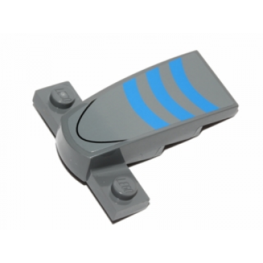 dark bluish gray wedge 4 x 2 x 1 1 3 with 1 x 4 base with blue stripes and black curved line pattern sticker - set 75012