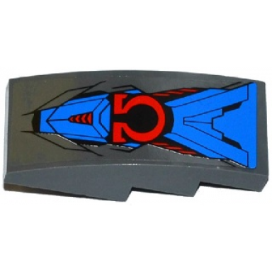 dark bluish gray slope curved 4 x 2 with armor plates and red omega pattern sticker - set 76028