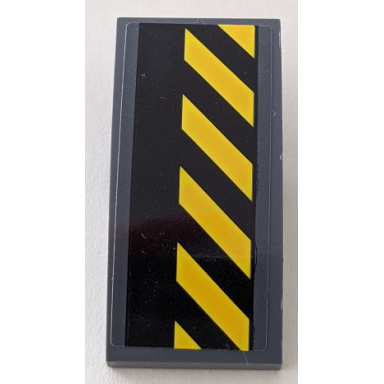 dark bluish gray slope curved 4 x 2 with black and yellow danger stripes pattern sticker - set 70915