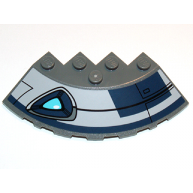 dark bluish gray brick round corner 6 x 6 with slope 33 edge facet cutout with blue eye and black lines pattern model right side sticker - set 75013