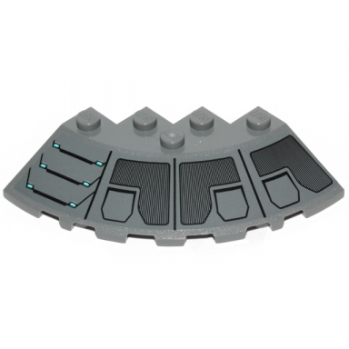 dark bluish gray brick round corner 6 x 6 with slope 33 edge facet cutout with sw plates stairs and vents pattern model right side sticker - set 75216