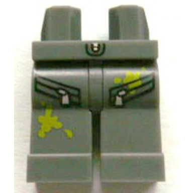dark bluish gray hips and legs with pockets with zippers and lime paint splotches pattern