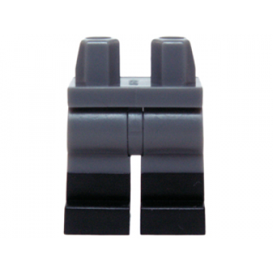 dark bluish gray hips and legs with molded black lower legs boots pattern