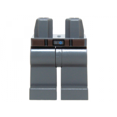 dark bluish gray hips and legs with dark brown belt and silver buckle pattern
