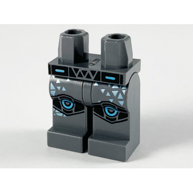 dark bluish gray hips and legs with black belt and knee pads metallic light blue triangles pattern
