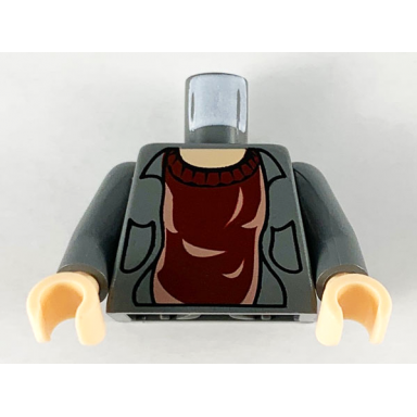 dark bluish gray torso jacket and dark red sweater pattern dark bluish gray arms light nougat hands