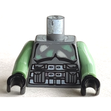 dark bluish gray torso sw armor kashyyyk trooper pattern sand green arms black hands
