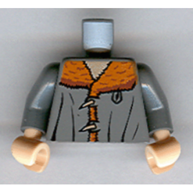 dark bluish gray torso jacket with toggle buttons and dark orange fur lining light nougat neck pattern dark bluish gray arms light nougat hands
