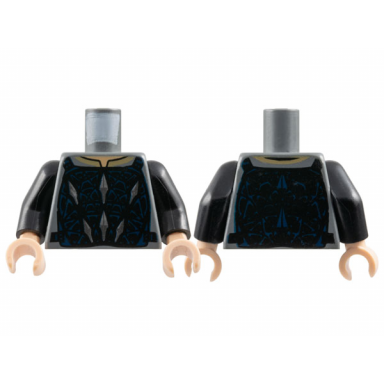 dark bluish gray torso armor vest with silver and dark blue pattern black arms light nougat hands