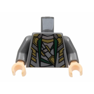 dark bluish gray torso suit with dark green lapels silver and gold highlights pattern dark bluish gray arms light nougat hands