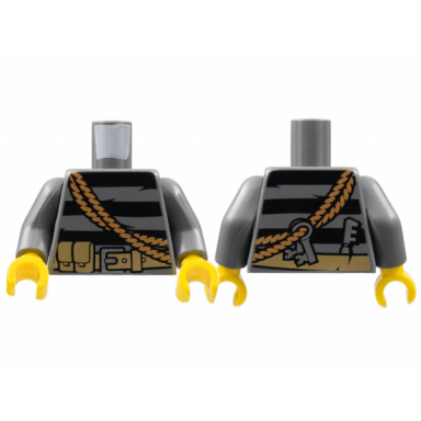 dark bluish gray torso sweater striped with utility belt rope and keys pattern dark bluish gray arms yellow hands