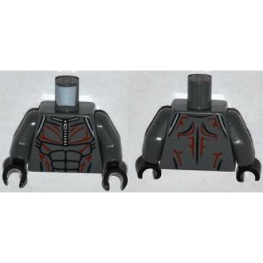 dark bluish gray torso muscles outline with zipper and protruding veins pattern dark bluish gray arms black hands