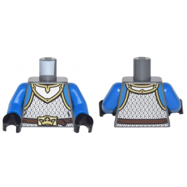 dark bluish gray torso castle kings knight scale mail crown belt pattern blue arms black hands
