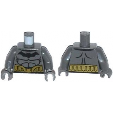 dark bluish gray torso batman logo with muscles and gold belt pattern dark bluish gray arms dark bluish gray hands