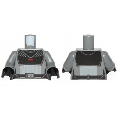 dark bluish gray torso sw black armor plates with silver and red stripes pattern inquisitor dark bluish gray arms black hands
