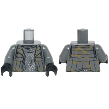 dark bluish gray torso sw vest with dark tan camouflage over shirt with silver dots pattern dark bluish gray arms black hands