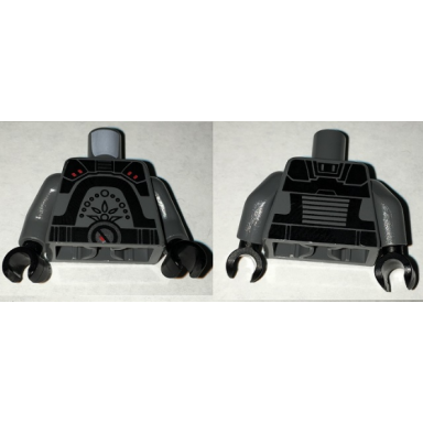 dark bluish gray torso sw black armor plates with red button pattern inquisitor fifth brother dark bluish gray arms black hands