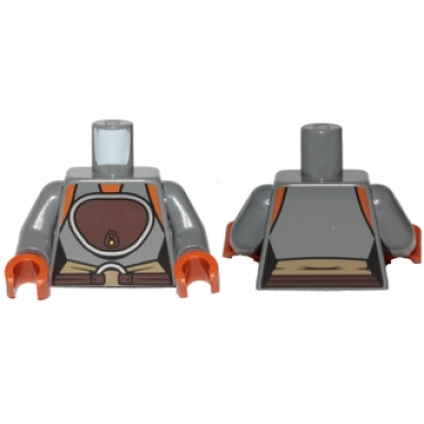 dark bluish gray torso sw ahsoka vest top with dark brown pattern dark bluish gray arms dark orange hands