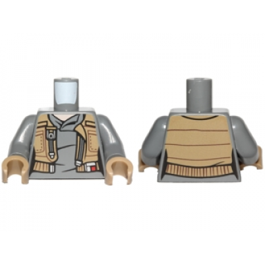 dark bluish gray torso sw female shirt with dark tan vest with pockets pattern jyn erso dark bluish gray arms dark tan hands