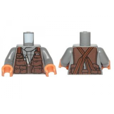 dark bluish gray torso sw jumpsuit with brown vest with pockets pattern bodhi rook dark bluish gray arms nougat hands