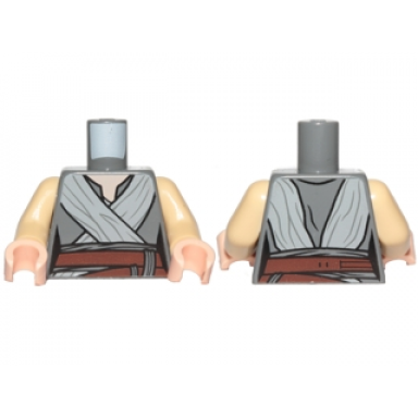 dark bluish gray torso sw female outline open neck shirt light bluish gray tied robe reddish brown belt pattern tan arms light nougat hands