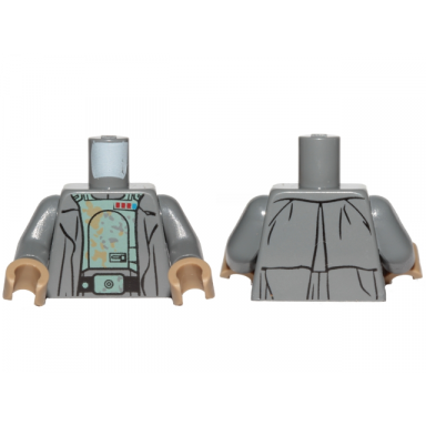 dark bluish gray torso sw armor with sand green stains imperial officer insignia and coat pattern tobias beckett dark bluish gray arms dark tan hands