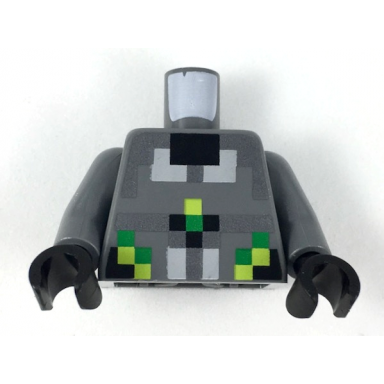 dark bluish gray torso black silver light bluish gray lime and green pixelated armor pattern dark bluish gray arms black hands