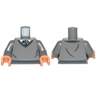 dark bluish gray torso sweater with white shirt dark blue and light bluish gray tie and trim ravenclaw pattern 2 dark bluish gray arms nougat hands